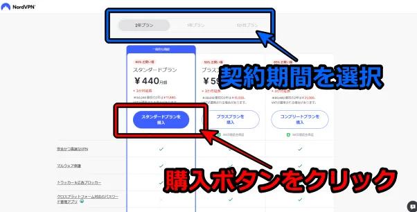 契約期間とプラン内容を示す画像