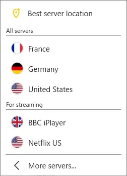 VPN接続対象国を選択する様子を表す画像